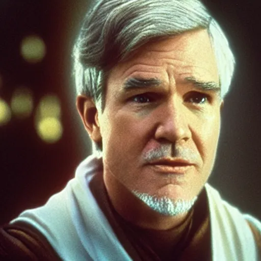 Prompt: “Steve Martin as Obi Wan Kenobi. shallow focus, colourised, 8k.”