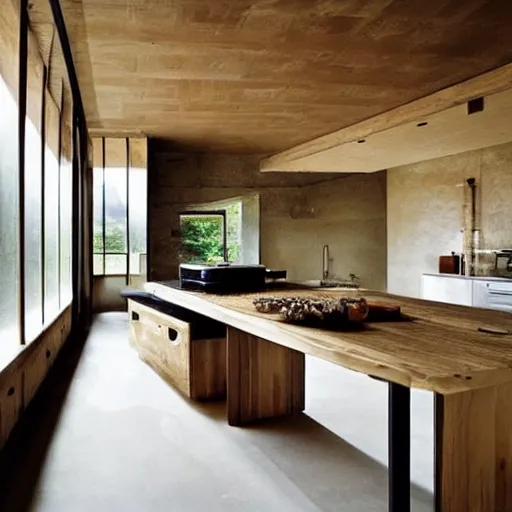 Image similar to “extravagant luxury modern rustic kitchen interior design, by Tadao Ando and Koichi Takada”