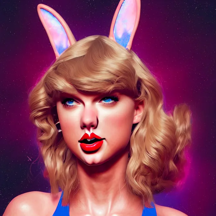 Prompt: portrait of Taylor Swift as Lola Bunny in Space Jam 1996. bunny ears. intricate abstract. intricate artwork. by Tooth Wu, wlop, beeple, dan mumford. octane render, trending on artstation, greg rutkowski very coherent symmetrical artwork. cinematic, hyper realism, high detail, octane render, 8k