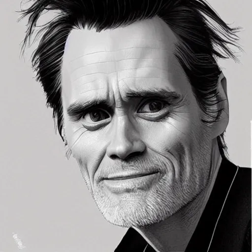 Image similar to “ jim carrey retro minimalist portrait by jean giraud, moebius starwatcher comic, sharp, smooth face, 8 k ”