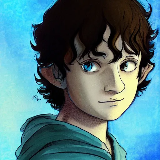 Prompt: frodo, anime portrait