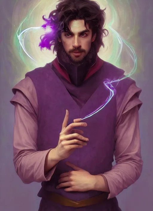 Prompt: character concept portrait of an attractive young bored Spanish wizard with magenta skin conjuring an fireball spell, a floating iridescent spell book in the center, intricate, elegant, digital painting, concept art, smooth, sharp focus, illustration, from Metal Gear, by Ruan Jia and Mandy Jurgens and William-Adolphe Bouguereau, Artgerm