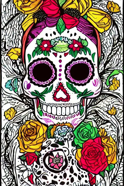 Image similar to Illustration of a sugar skull day of the dead girl, art by howard finster