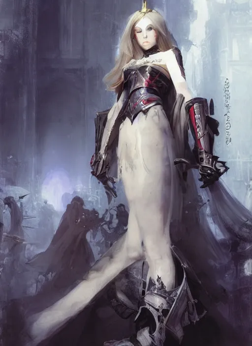 Prompt: imperial princess knight gothic girl. by ruan jia, by robert hubert, illustration