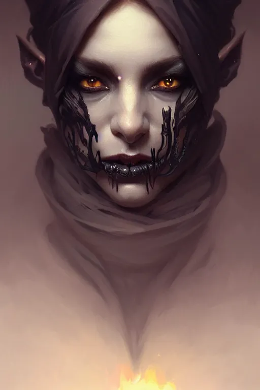 Prompt: 8k matte of dark smoke goblin, black eyes, face, fantasy, intricate, elegant, highly detailed, digital painting, artstation, concept art, smooth, sharp focus, illustration, art by artgerm and greg rutkowski and alphonse mucha