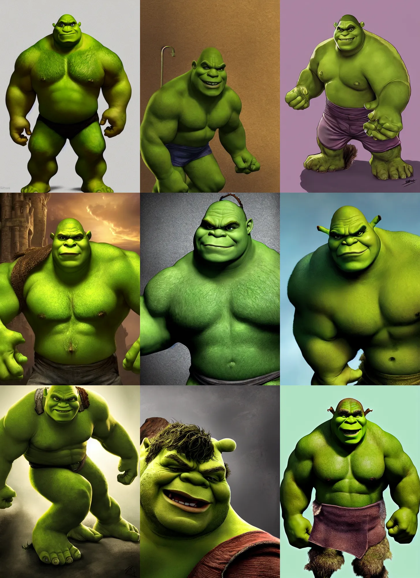 Prompt: Shrek as Hulk, artstation