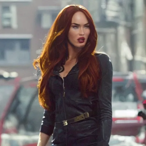 Image similar to A still of Megan Fox as Mary Jane in Spiderman 2 (2004)