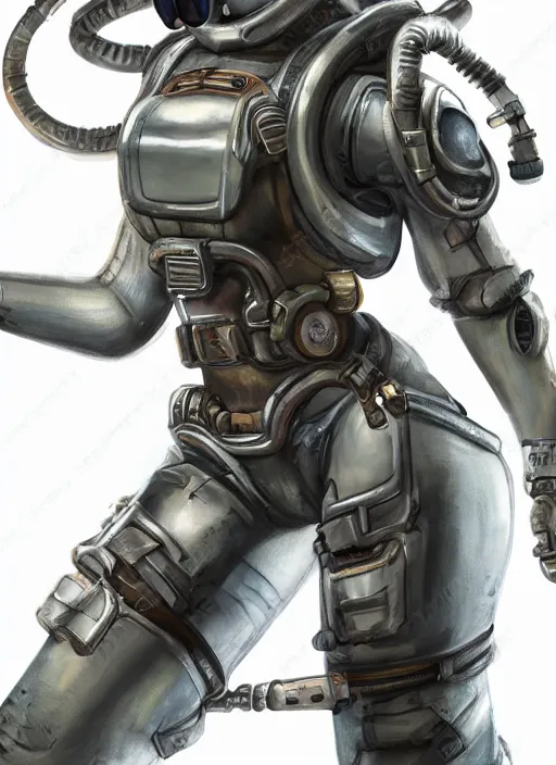 Prompt: character art of a female engineer wearing futuristic overalls, goggles, toolbelt, heavy-duty boots, gloves, sharp features, hair tied up in a bun, videogame character, Starcraft 2, Factorio, No Man's Sky, highly detailed full-body art, futuristic, serious, concentrated, industrial aesthetic, highly detailed, photo realistic, technical atmosphere, 8K, octane render, unreal engine