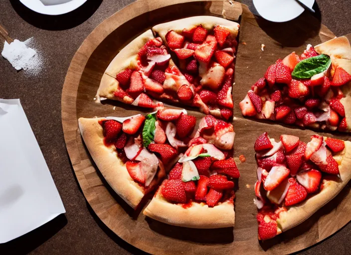 Image similar to mouthwatering New York pizza with strawberries on, food photography