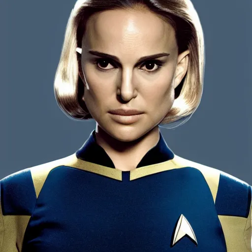 Prompt: Natalie Portman in Star Trek, (EOS 5DS R, ISO100, f/8, 1/125, 84mm, modelsociety, symmetric balance)