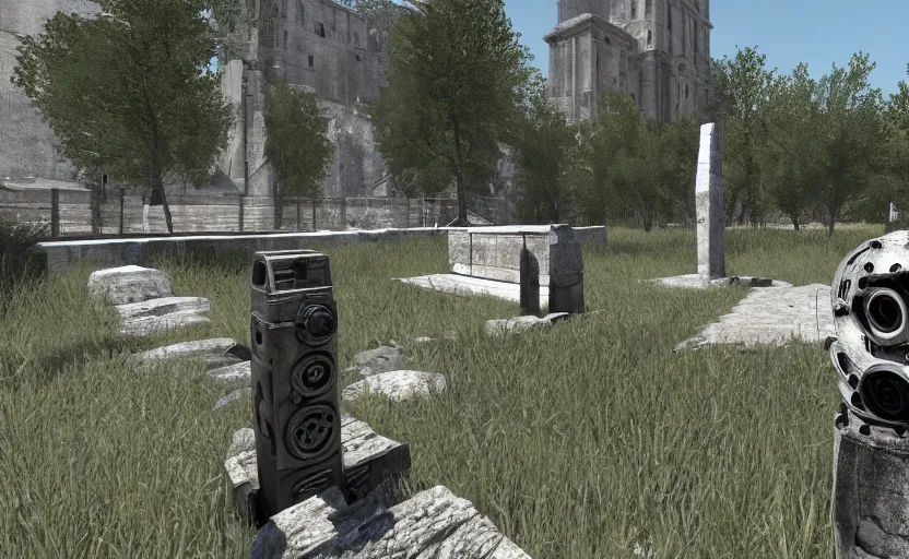 Image similar to the talos principle puzzle screenshot, high resolution