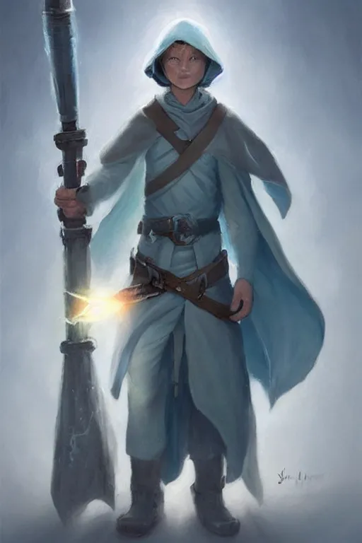 Prompt: cute little anthropomorphic jedi knight wearing a cape and big boots, tiny, small, short, pale blue armor, cute and adorable, pretty, beautiful, dnd character art portrait, matte fantasy painting, deviantart artstation, by jason felix by steve argyle by tyler jacobson by peter mohrbacher, cinematic lighting