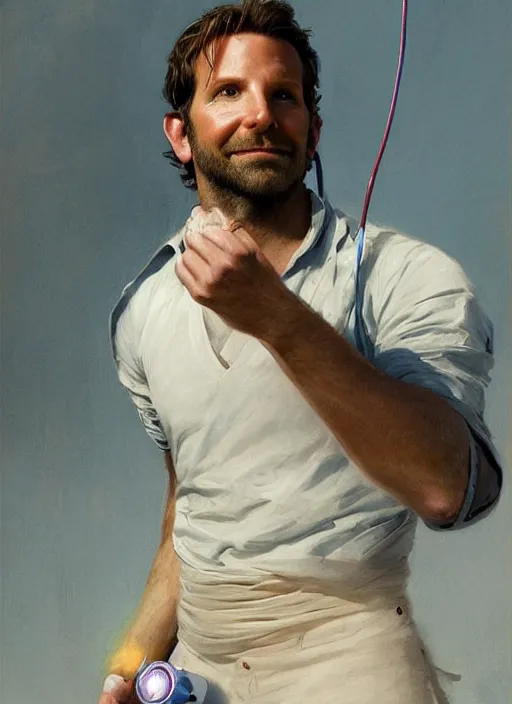 Prompt: bradley cooper as a physical therapist at physical therapy clinic, digital art by eugene de blaas and ross tran, vibrant color scheme, highly detailed, in the style of romanticism, cinematic, artstation, greg rutkowski