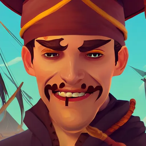 Image similar to painting jack the pirate on sea of thieves game avatar hero smooth face median photoshop filter cutout vector behance hd by jesper ejsing, by rhads, makoto shinkai and lois van baarle, ilya kuvshinov, rossdraws, illustration, art by ilya kuvshinov and gustav klimt