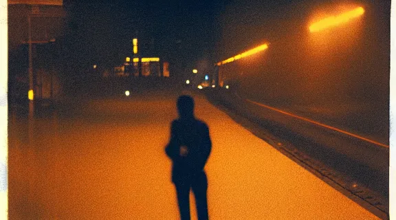 Image similar to c - 4 1 colour negative film photo of vagrant at night volumetric fog