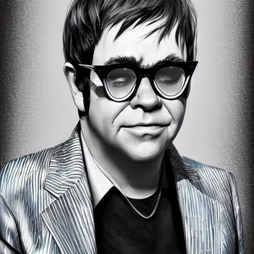 Prompt: Portrait of Elton John of 1970, highly detailed, digital Painting, artstation, concept art, smooth, Sharp focus