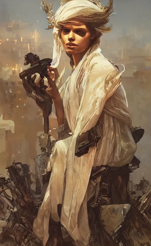 Image similar to a personification of the country Israel, highly detailed, digital painting, artstation, concept art, sharp focus, illustration, art by greg rutkowski and alphonse mucha