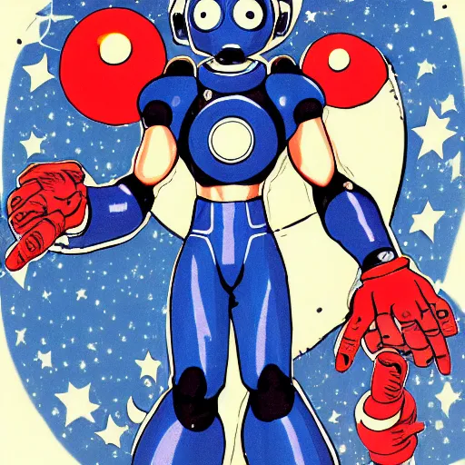 Image similar to galaxyman in the style of hirohiko araki, mm 9, megaman boss