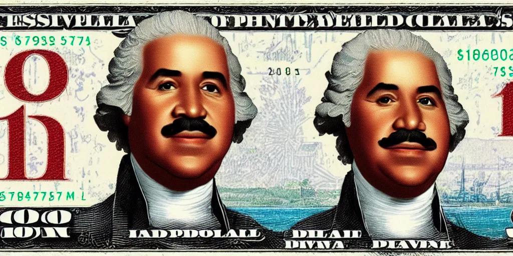 Image similar to Steve harvey as George Washington on the 1 dollar bill