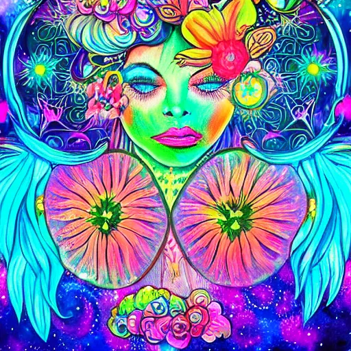 Prompt: 🦄🌺🌻💐 cosmic psychedelic surrealism