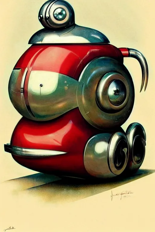 Image similar to ( ( ( ( ( 1 9 5 0 s retro future android robot fat robot snail wagon. muted colors., ) ) ) ) ) by jean - baptiste monge,!!!!!!!!!!!!!!!!!!!!!!!!! chrome red