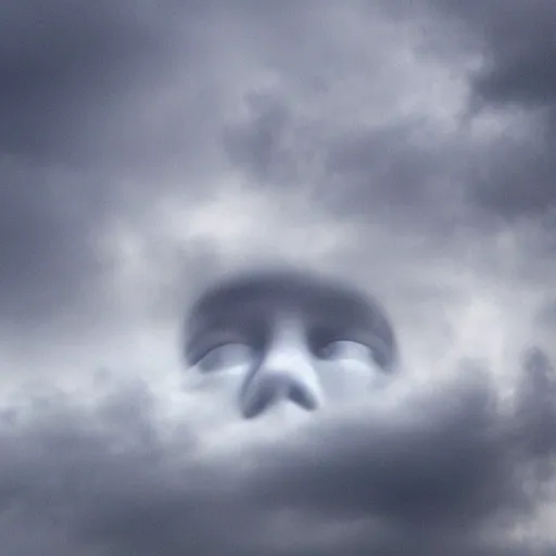 Image similar to a human look above and saw a face on the cloud