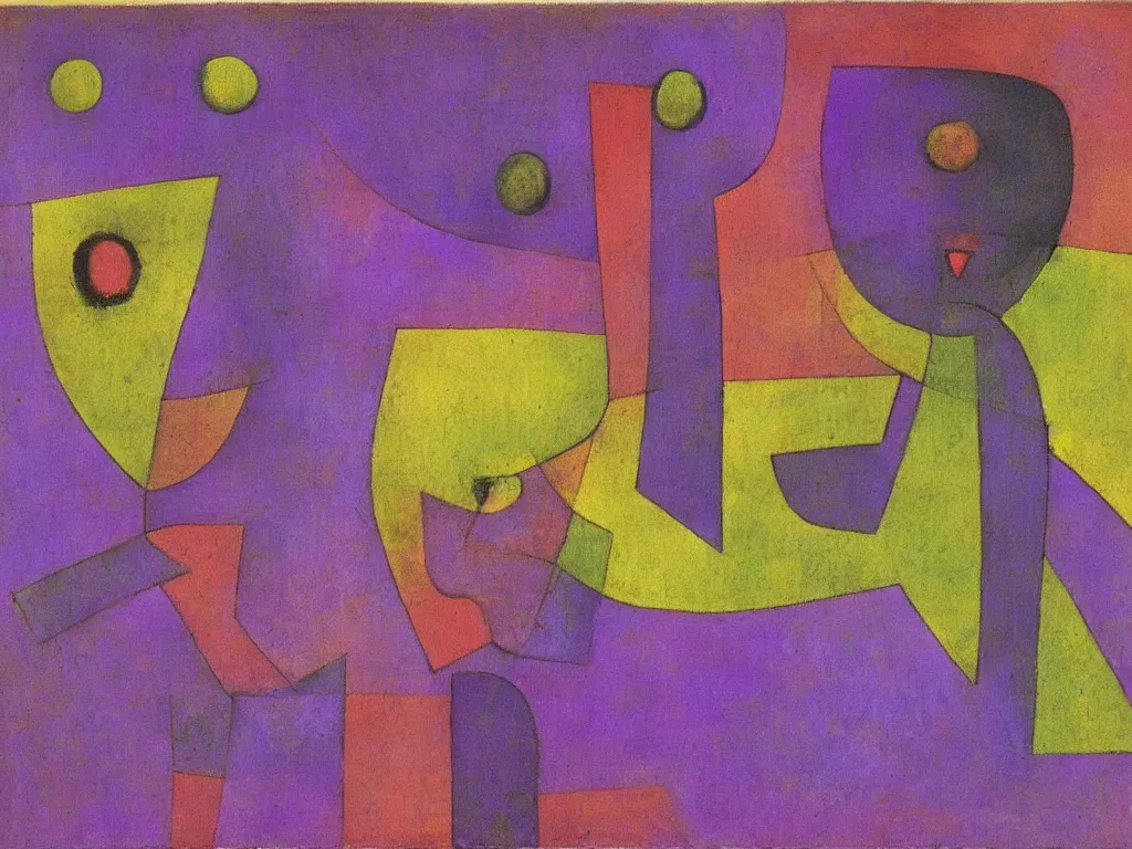 Image similar to variations of the purple sinner. painting by paul klee