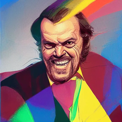 Prompt: 🌈 abstract motorcycle engine portrait of jack nicholson by atey ghailan and edward hopper