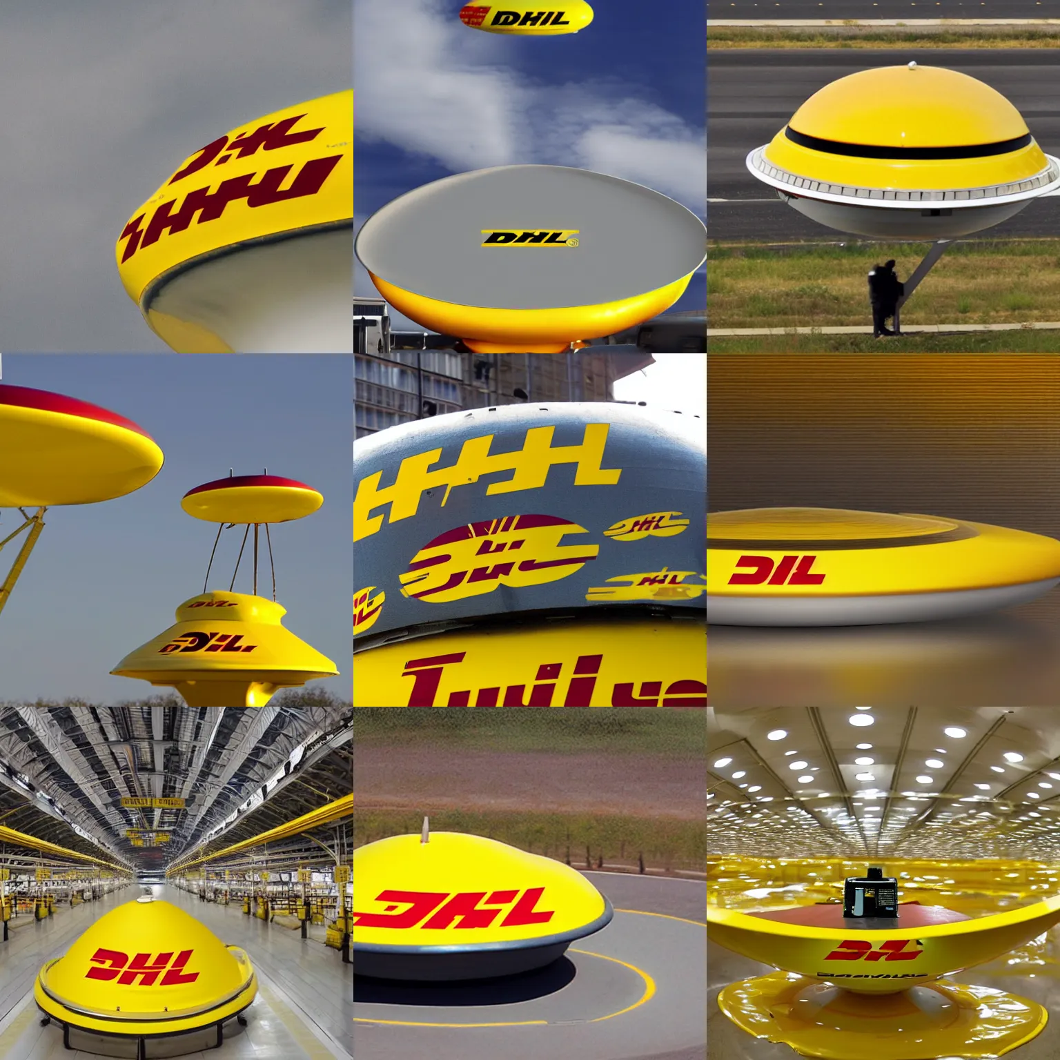 Prompt: dhl flying saucer