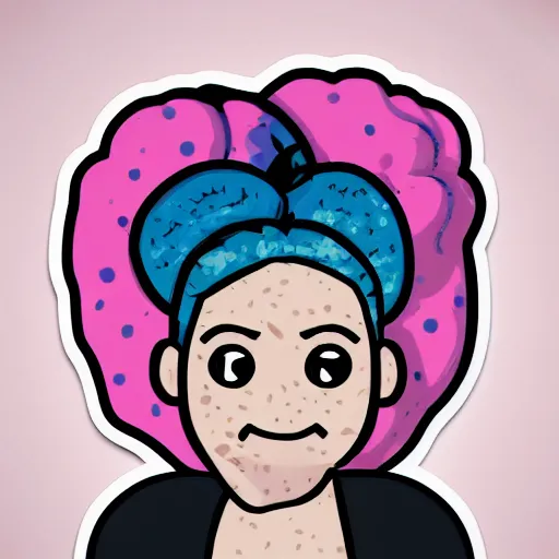 Image similar to girl with white hair in a hairbun and freckles, sticker, emoji