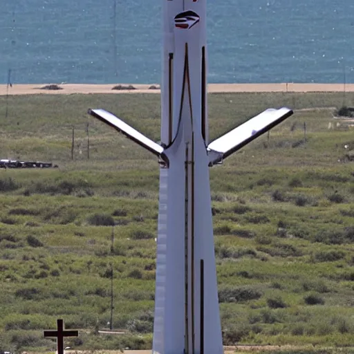 Image similar to spacex launching jesus christ cross