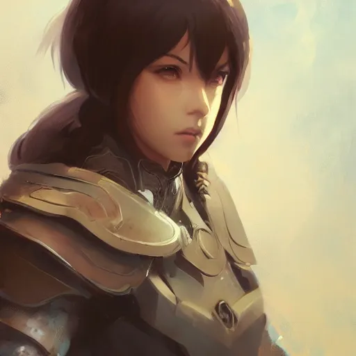 Image similar to trending on artstation, dhamphir, character design, concept art, style of makoto shinkai, greg rutkowski, face, plate armor, fantasy, highly detailed, digital art, female