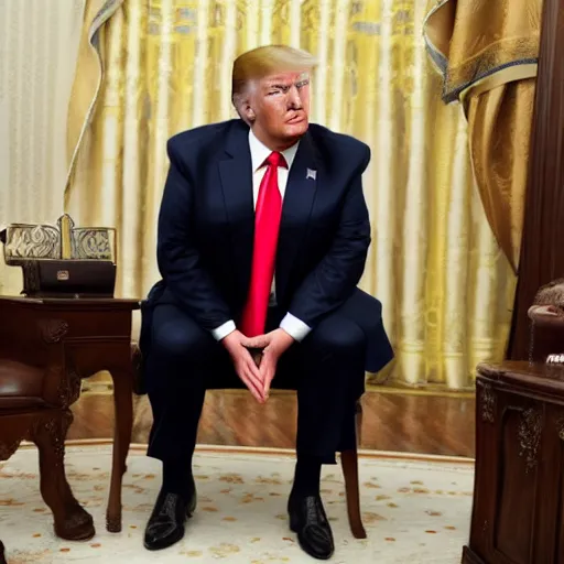 Prompt: trump sitting on putin's lap