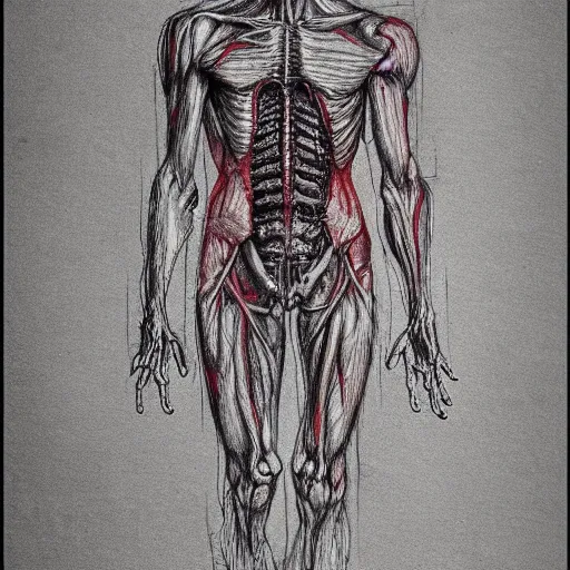 Image similar to “ anatomical drawing of a zombie by leonardo divinci ”