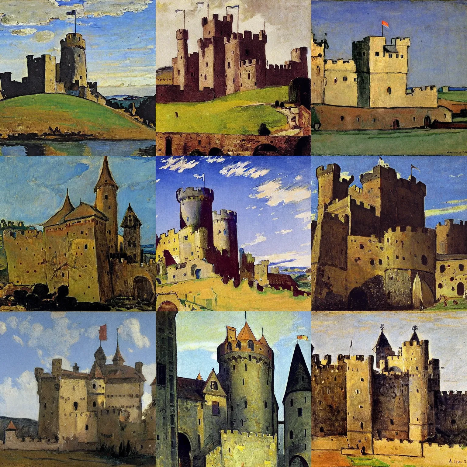 Prompt: medieval castle, by alfred henry maurer