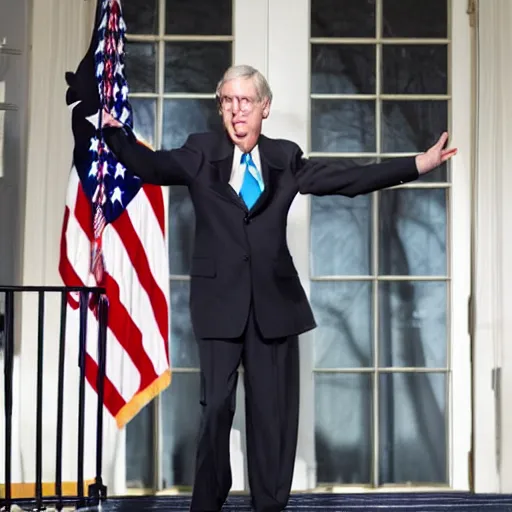 Prompt: Mitch McConnell dancing his heart out. White House photo.
