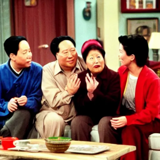 Image similar to A still of Mao Zedong in the 1990s sitcom Friends