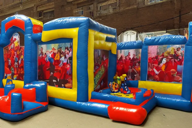Prompt: rammstein bouncy castle