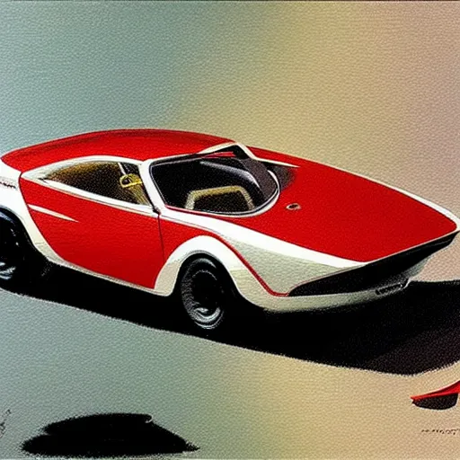 Image similar to concept art of a teeny tiny car, painted by syd mead, high quality