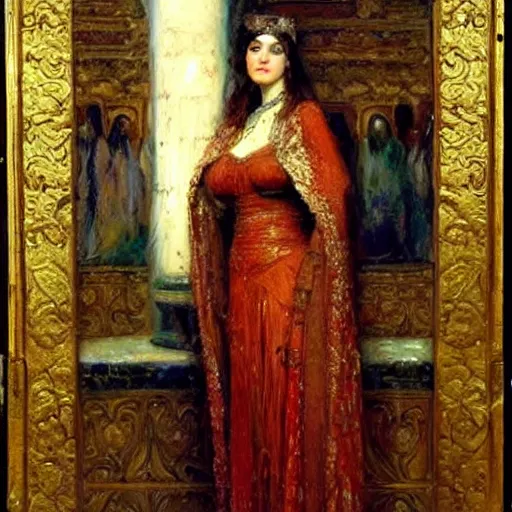 Prompt: theodora of byzantium painted by gaston bussiere