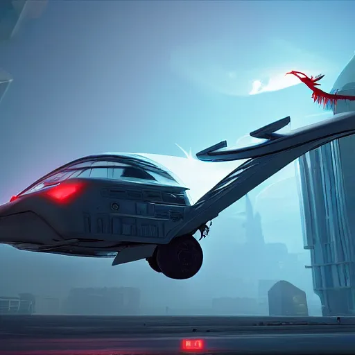 Prompt: cyberpunk alien concept of the a - team van with airplane wings in both sides, flying in the sky of egypt, futuristic look, highly detailed body, very powerful, photorealistic camera shot, crisp quality and light reflections, unreal engine 5 quality render