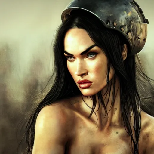 Prompt: megan fox portrait, dystopia core, apocalyptic, armor, warrior, dramatic, sharp focus, fiction, neon, fantasy, hyper detailed, digital art, trending in artstation, cinematic lighting, studio quality, smooth render, unreal engine 5 rendered, octane rendered, art style and nixeu and wlop and krenz cushart