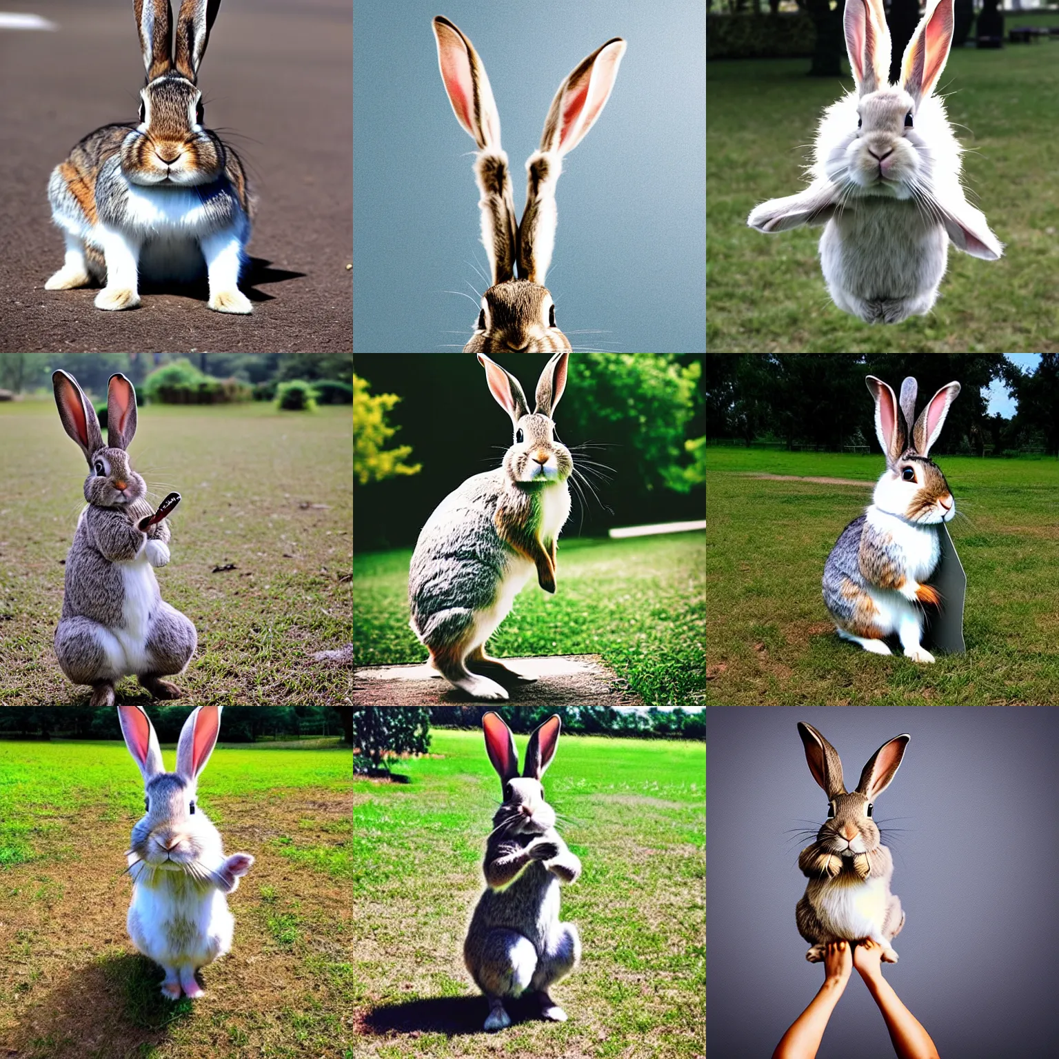 Prompt: rabbit handstand real photo