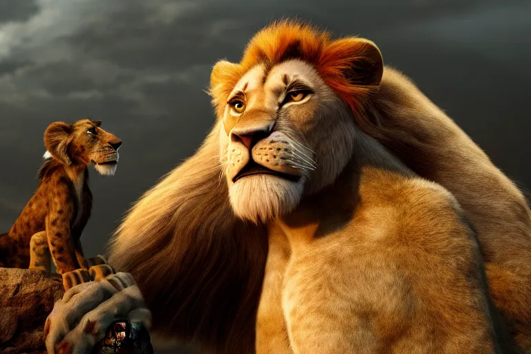 Image similar to Nicolas cage in lion king high resolution