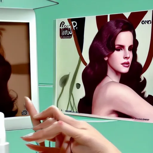 Image similar to Lana del rey in a hand cream commercial, photorealistic, detailed, studio