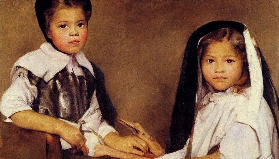 Image similar to painting by diego velasquez, girl