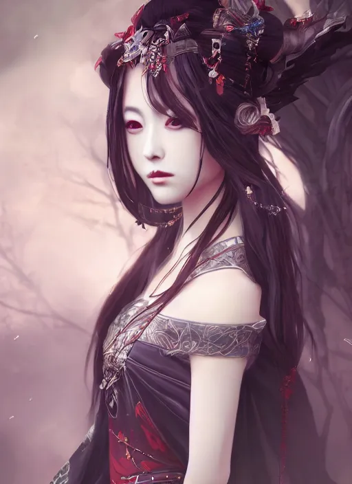 Image similar to etheral beautifull maiko vampire, fluent composition, concept art, ambient light, 4 k, intricate details, highly professionally detailed, cgsociety, highly detailed -