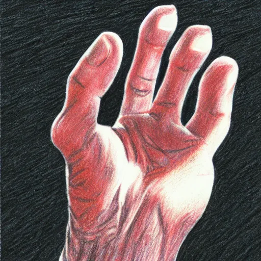 Image similar to colored pencil drawing of a grandpa's finger