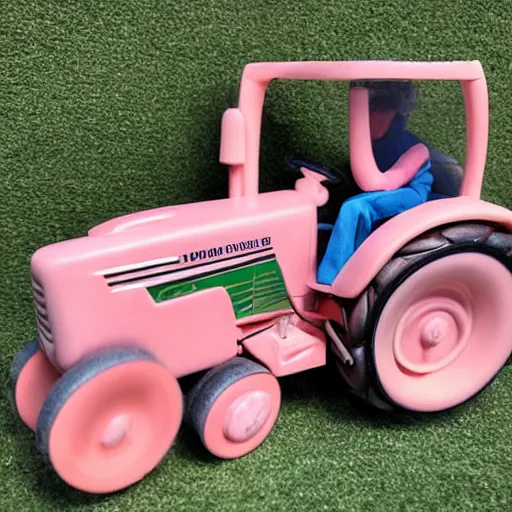 Image similar to a very soft persian pink plush john deere tractor with pluche