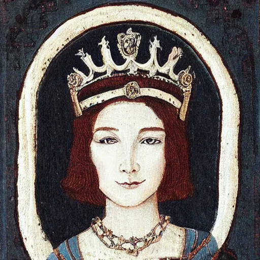 Image similar to beautiful young medieval queen by violet oakley